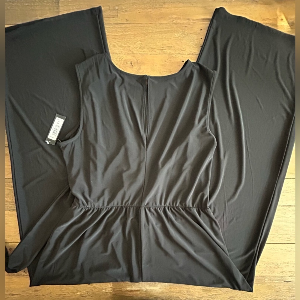 TIANA B Chic Black Sleeveless Jumpsuit Wide Leg Lightweight Side faux wrap tie - Picture 6 of 11